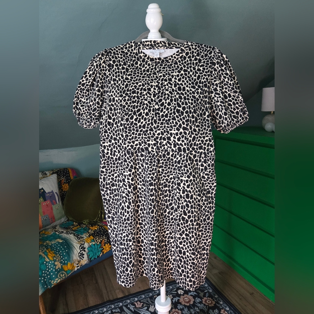Topshop Black and Cream Leopard Print Top